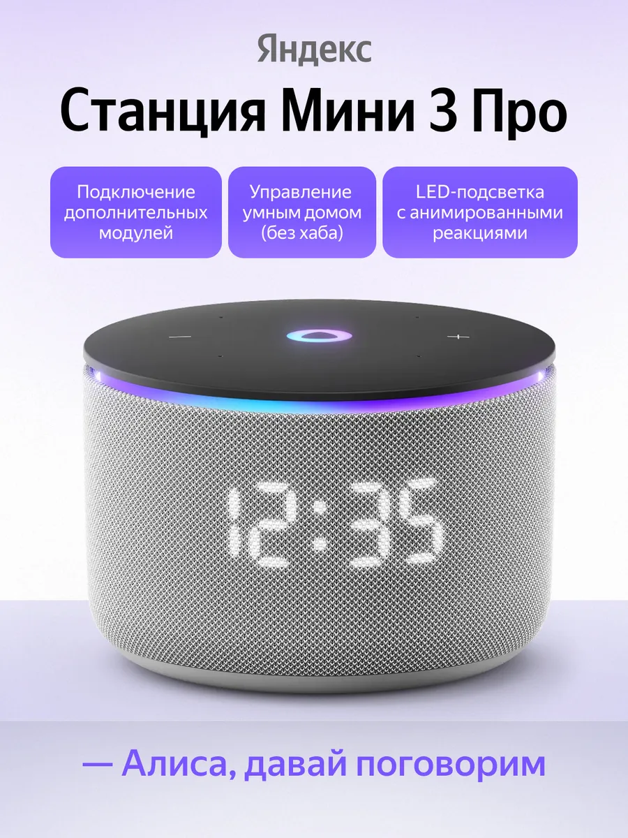 Умная колонка Станция Мини 3 Про с Алисой, серый Яндекс